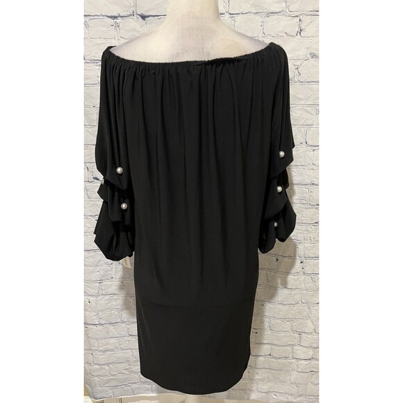 Roz & Ali Off the Shoulder Bubble Sleeve Pearl Embellished Dress Size XL - Picture 6 of 8